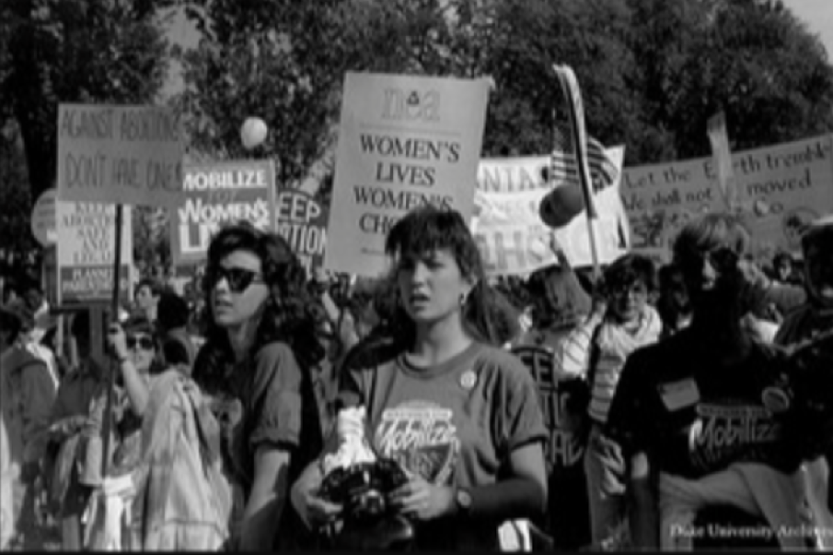 black and white photo of Take Back the Night protest